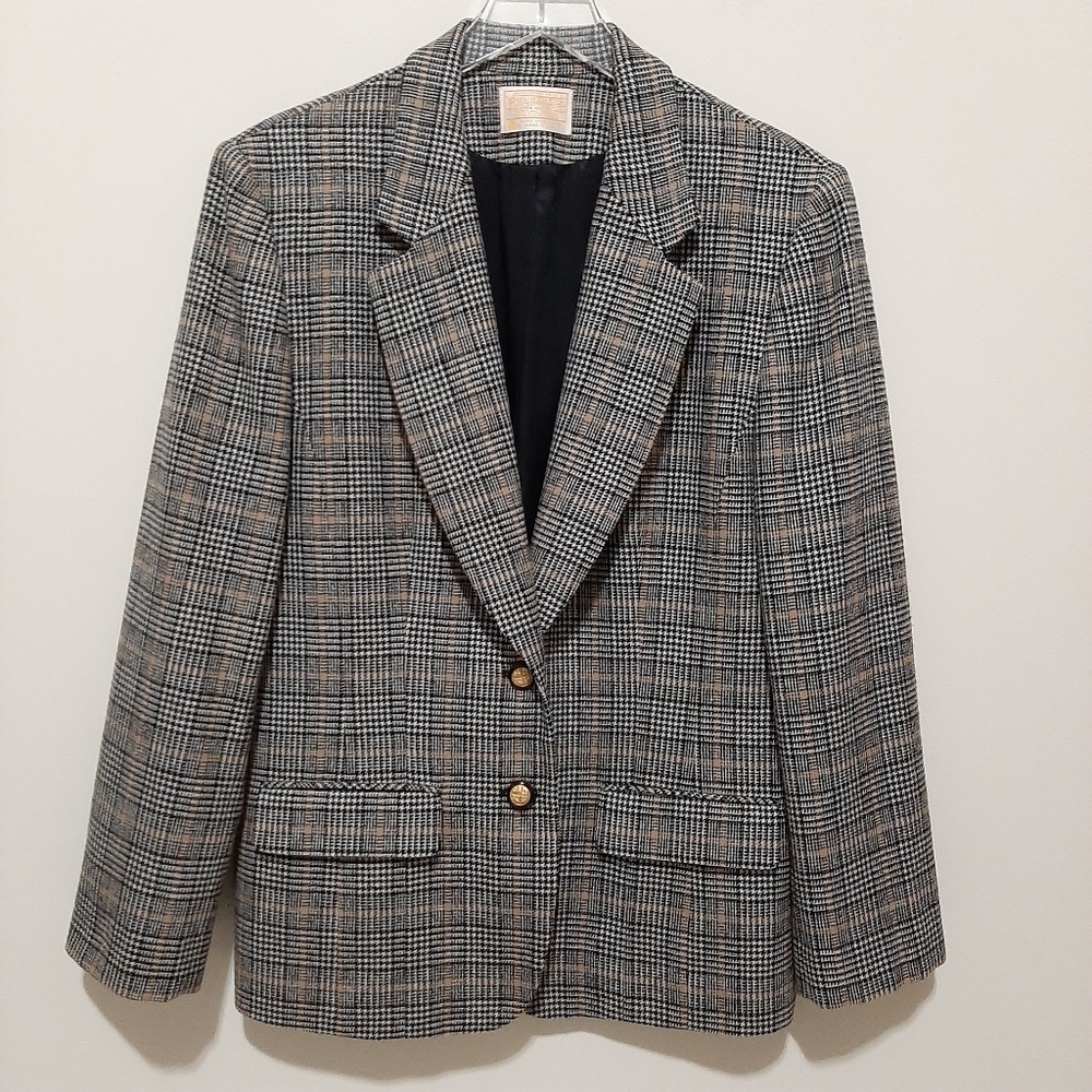 Pendleton Vintage Plaid Wool Blazer Size 10